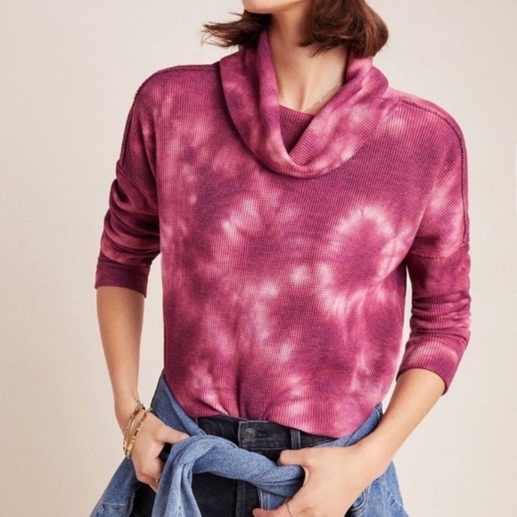 Maeve Tops - Maeve Anthropologie ainsley waffle knit tie dye turtleneck thermal top